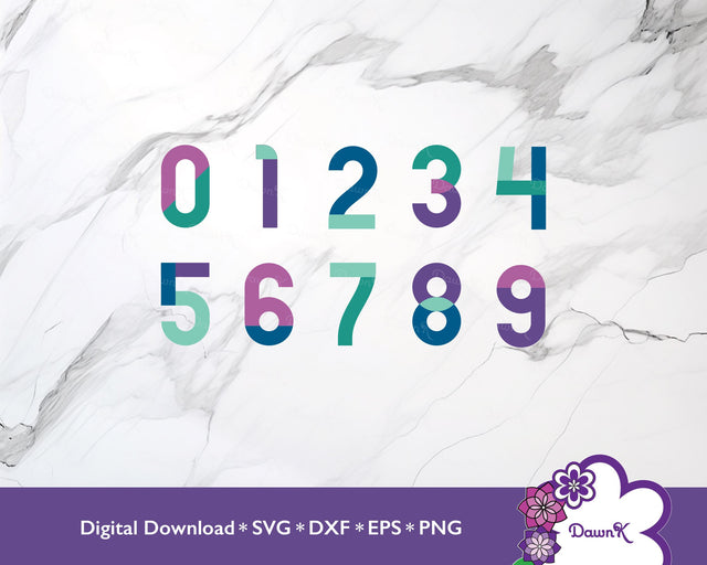 Multicolored and Layered Number SVG Bundle | Purple, Blue, Green, and Mint SVG DawnKDesigns 