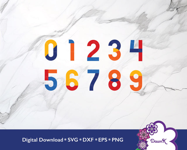 Multicolored and Layered Number SVG Bundle | Red, Yellow, Blue, and Orange SVG DawnKDesigns 