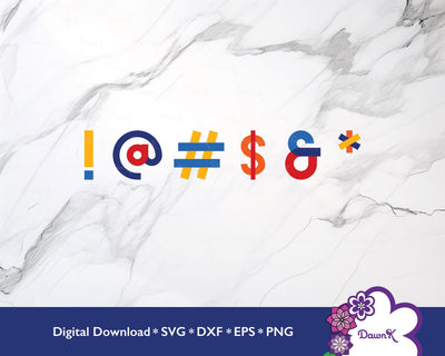 Multicolored and Layered SVG Symbol Bundle | Red, Yellow, Blue, and Orange SVG DawnKDesigns 