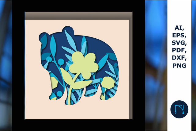 multilayer Bear Shadow Box SVG with leaf SVG MD JOYNAL ABDIN 