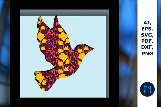 multilayer bird Shadow Box SVG with leaf SVG MD JOYNAL ABDIN 