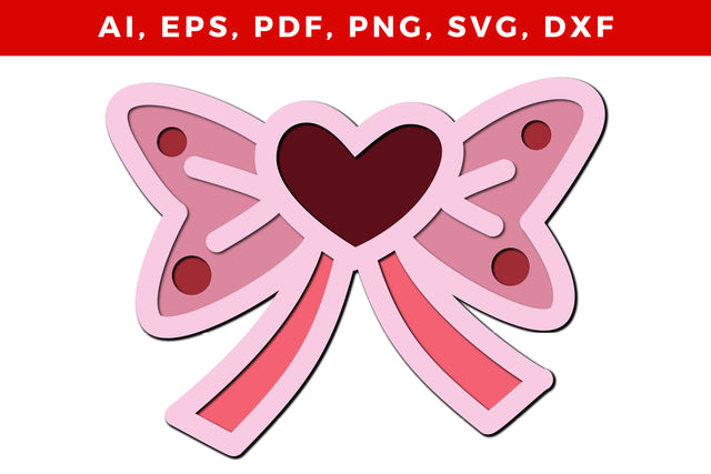 multilayer bow with heart SVG template SVG MD JOYNAL ABDIN 