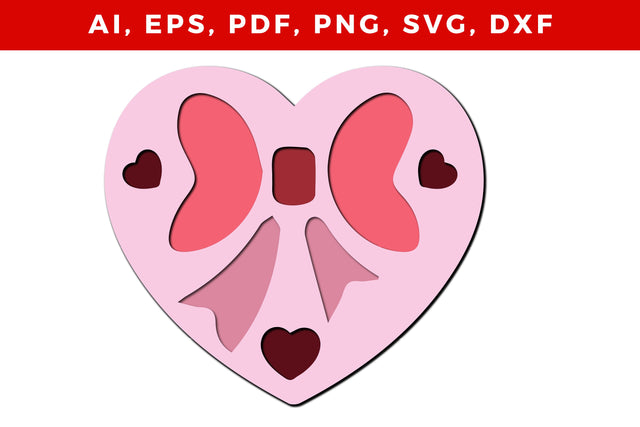 multilayer bow with heart SVG template SVG MD JOYNAL ABDIN 