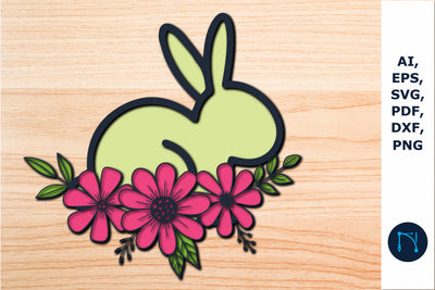 multilayer bunny with Flowers SVG file SVG MD JOYNAL ABDIN 