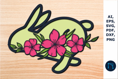 multilayer bunny with Flowers SVG file SVG MD JOYNAL ABDIN 