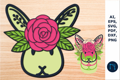 multilayer bunny with Flowers SVG file SVG MD JOYNAL ABDIN 