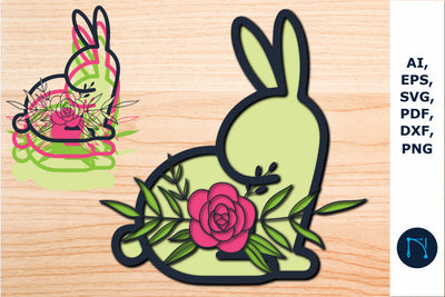 multilayer bunny with Flowers SVG file SVG MD JOYNAL ABDIN 