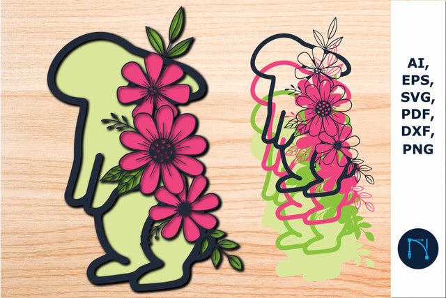multilayer bunny with Flowers SVG file SVG MD JOYNAL ABDIN 