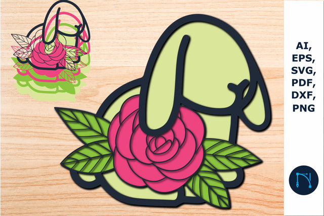 multilayer bunny with Flowers SVG file SVG MD JOYNAL ABDIN 