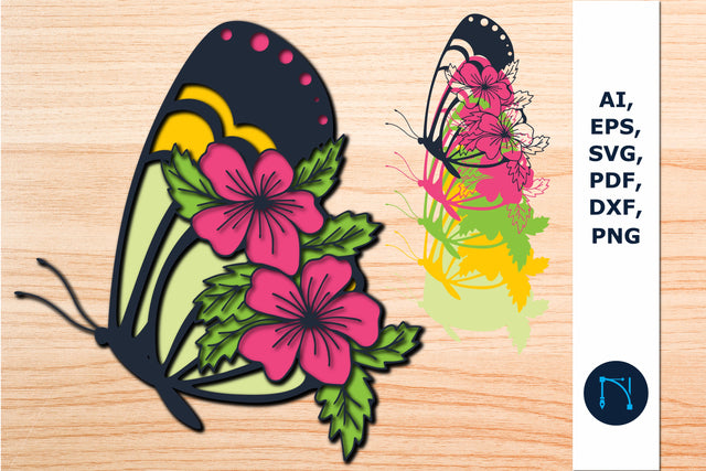 multilayer butterfly Flowers SVG file SVG MD JOYNAL ABDIN 