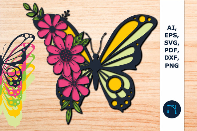 multilayer butterfly Flowers SVG file SVG MD JOYNAL ABDIN 