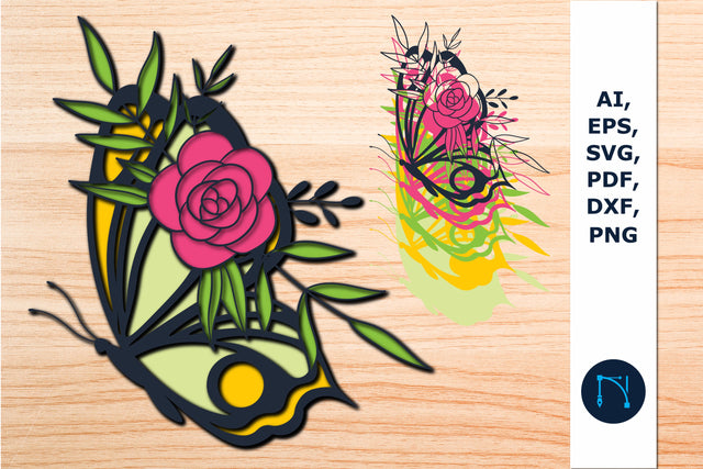 multilayer butterfly Flowers SVG file SVG MD JOYNAL ABDIN 