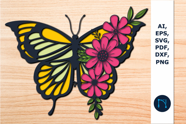 multilayer butterfly Flowers SVG file SVG MD JOYNAL ABDIN 