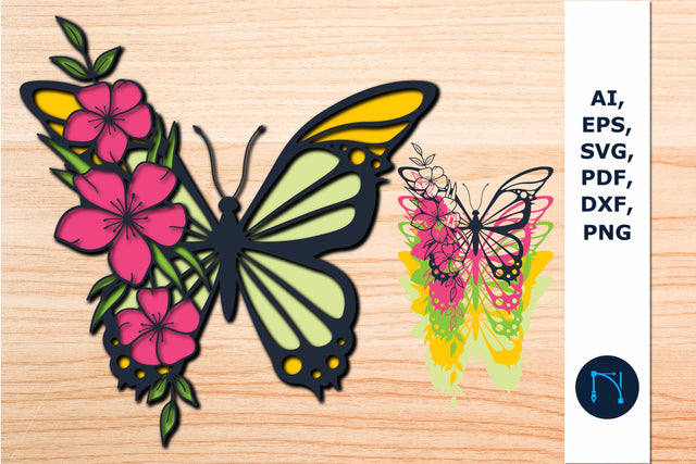 multilayer butterfly Flowers SVG file SVG MD JOYNAL ABDIN 