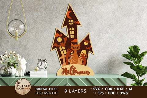 Multilayer CASTLE HALLOWEEN Laser Cut Files, Mandala, SVG, 3D Designs SVG LaserCutano 