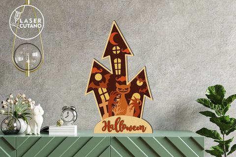 Multilayer CASTLE HALLOWEEN Laser Cut Files, Mandala, SVG, 3D Designs SVG LaserCutano 