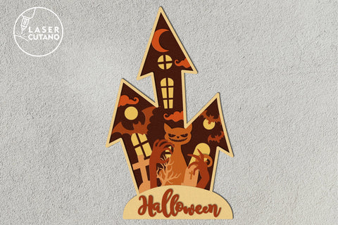 Multilayer CASTLE HALLOWEEN Laser Cut Files, Mandala, SVG, 3D Designs SVG LaserCutano 