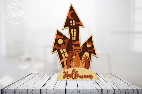 Multilayer CASTLE HALLOWEEN Laser Cut Files, Mandala, SVG, 3D Designs SVG LaserCutano 