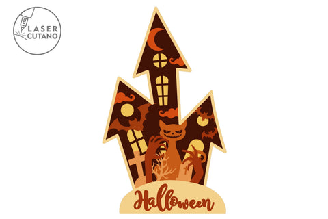Multilayer CASTLE HALLOWEEN Laser Cut Files, Mandala, SVG, 3D Designs SVG LaserCutano 