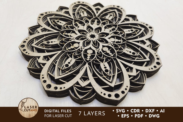 Multilayer Cut File MANDALA 1 SVG LaserCutano 