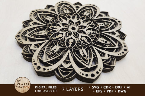 Multilayer Cut File MANDALA 1 SVG LaserCutano 