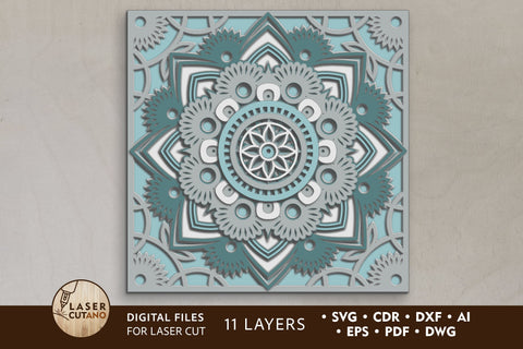 Multilayer Laser Cut Files Mandala 2, Sign SVG, 3D Designs SVG LaserCutano 