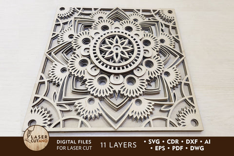 Multilayer Laser Cut Files Mandala 2, Sign SVG, 3D Designs SVG LaserCutano 