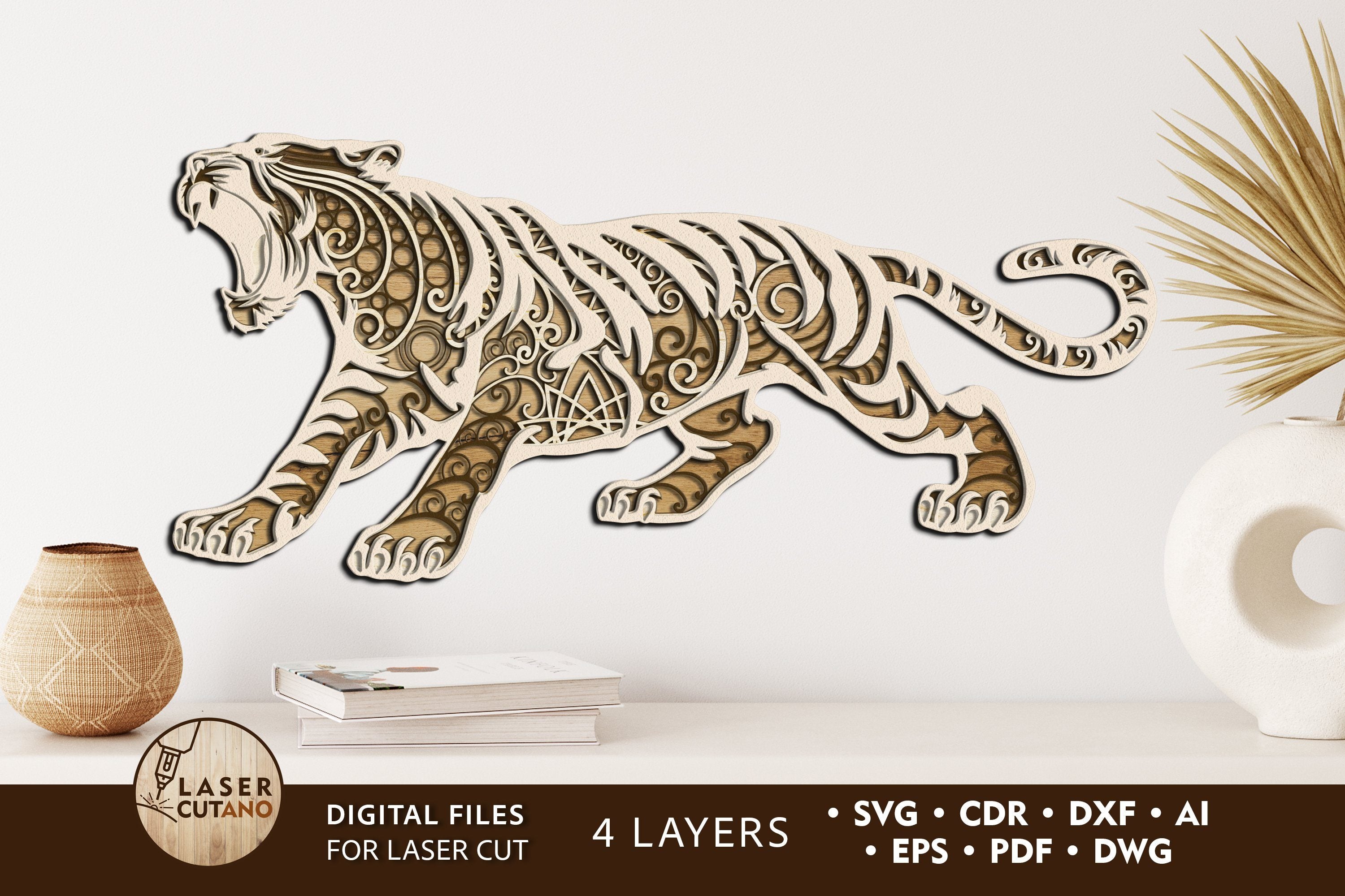 M06 - Tiger SVG, 3D Tiger Layered Svg For Cricut, Glowforge Files, Laser  Cut Files, 3d Mandala Svg, Multilayered Mandala Svg - Craftmegood