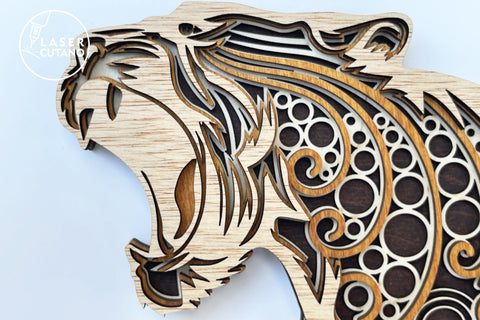 Multilayer Laser Cut Files Tiger, Mandala, SVG, 3D Designs SVG LaserCutano 