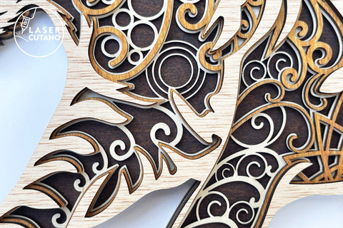 Multilayer Laser Cut Files Tiger, Mandala, SVG, 3D Designs SVG LaserCutano 