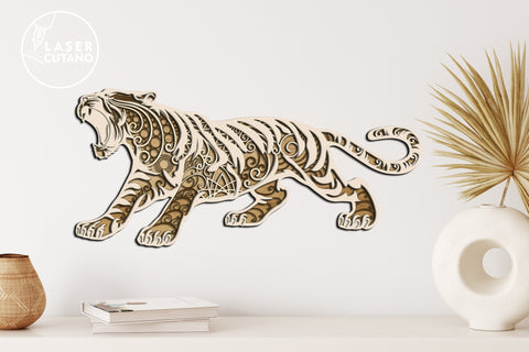 Multilayer Laser Cut Files Tiger, Mandala, SVG, 3D Designs SVG LaserCutano 