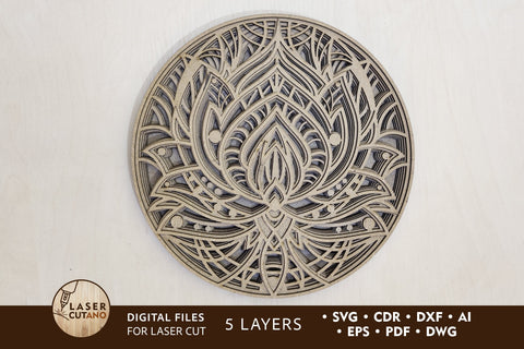 Multilayer Mandala LOTUS SVG LaserCutano 