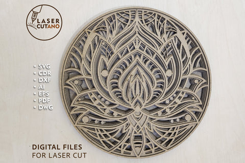 Multilayer Mandala LOTUS SVG LaserCutano 