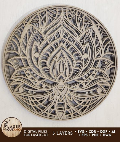 Multilayer Mandala LOTUS SVG LaserCutano 