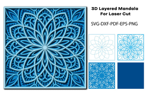 Multilayer Mandala Square Panel Template SVG Yuliya 