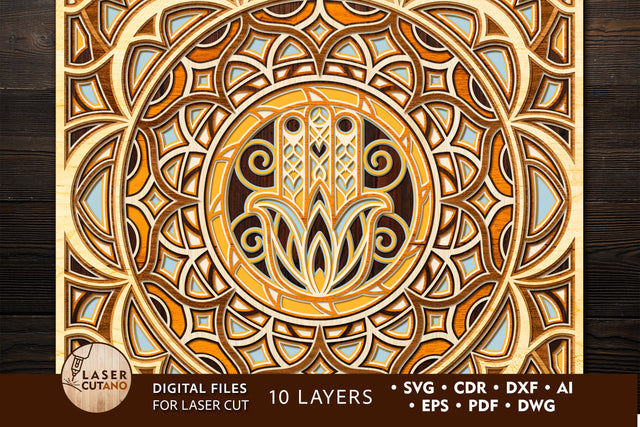 Multilayer MANDALA Wood or Paper Cut SVG LaserCutano 