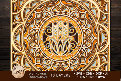 Multilayer MANDALA Wood or Paper Cut SVG LaserCutano 