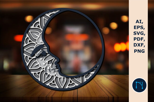 Multilayer Moon Mandala 3d SVG cut file SVG MD JOYNAL ABDIN 