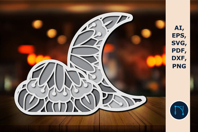 Multilayer Moon Mandala 3d SVG cut file SVG MD JOYNAL ABDIN 