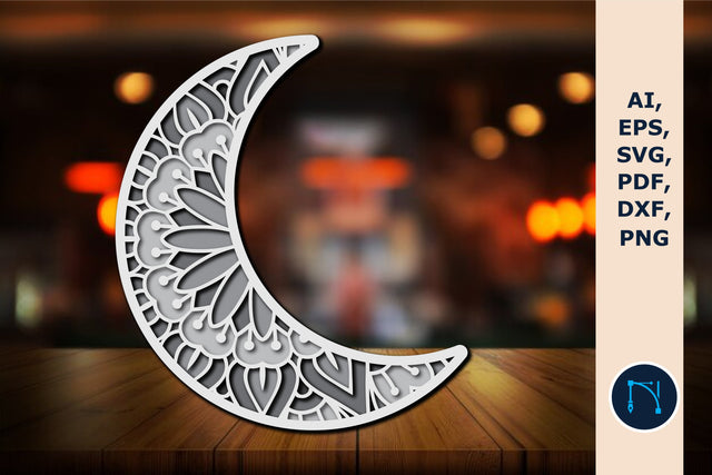 Multilayer Moon Mandala 3d SVG cut file SVG MD JOYNAL ABDIN 