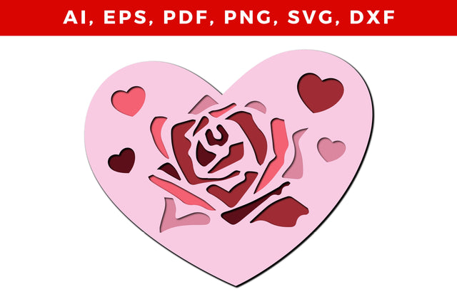 multilayer rose in love SVG template SVG MD JOYNAL ABDIN 