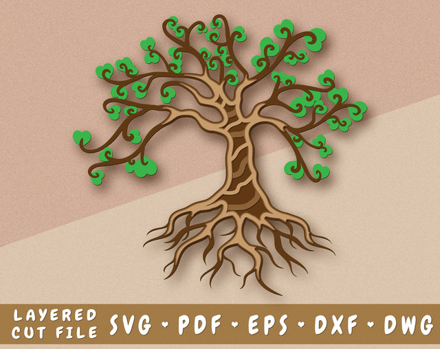 Multilayer Tree Of Life 3D SVG Cut File, Family Tree Laser SVG, Tree of Life DXF SVG HappyDesignStudio 