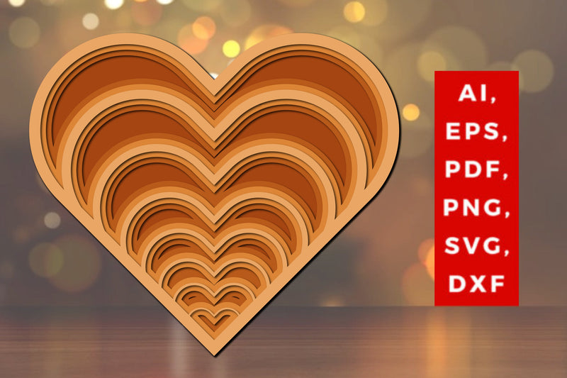 multilayer valentine laser cut file SVG. SVG MD JOYNAL ABDIN 