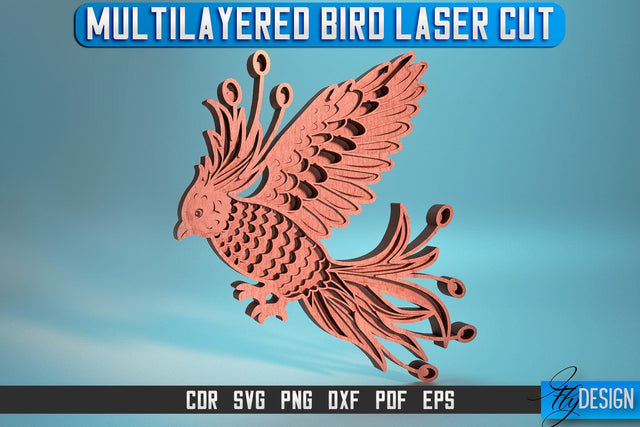 Multilayered Bird Laser Cut SVG | Multilayered Bird SVG Design | CNC Files SVG Fly Design 