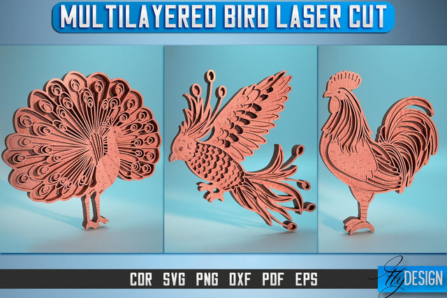 Multilayered Bird Laser Cut SVG | Multilayered Bird SVG Design | CNC Files SVG Fly Design 