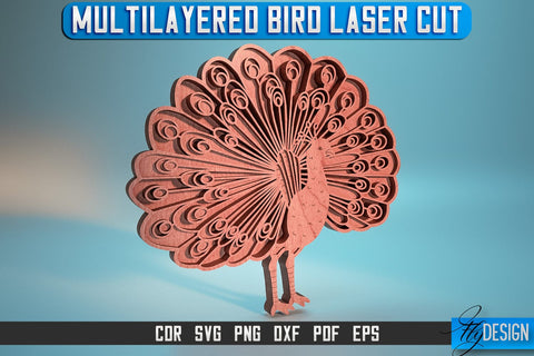 Multilayered Bird Laser Cut SVG | Multilayered Bird SVG Design | CNC Files SVG Fly Design 