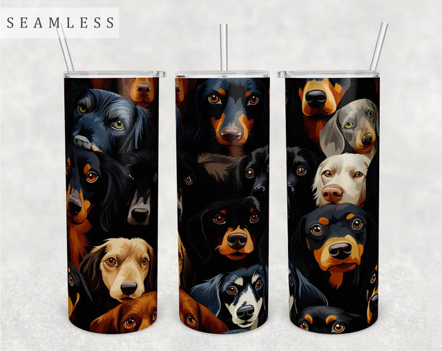 Multiple Dachshunds Tumbler Wrap, 20oz Skinny Tumbler Sublimation Design, Seamless Dachshund Tumbler PNG Sublimation HappyDesignStudio 