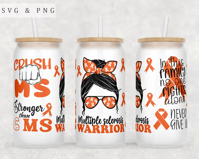 Multiple Sclerosis Awareness Libbey Glass Can Wrap, 16oz Glass Can Sublimation Design, Multiple Sclerosis Warrior Glass Can PNG File Sublimation HappyDesignStudio 