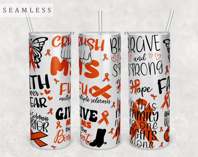 Multiple Sclerosis Awareness Tumbler Wrap, 20 Oz Skinny Tumbler MS Sublimation Design, Seamless Multiple Sclerosis Tumbler PNG Sublimation HappyDesignStudio 