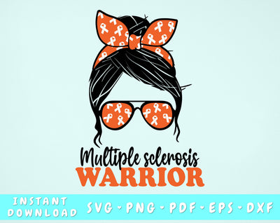 Multiple Sclerosis Warrior SVG, PNG, Multiple sclerosis Messy Bun SVG SVG HappyDesignStudio 